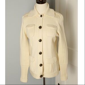 Diane von Furstenberg Cream Button Down Wool Cardigan